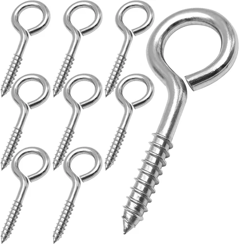 Vista 9 de YGAOHF Pernos de ojo grandes de 5 pulgadas atornillados – 4 ganchos de ojo de acero inoxidable atornillados resistentes, 500 libras de resistencia a