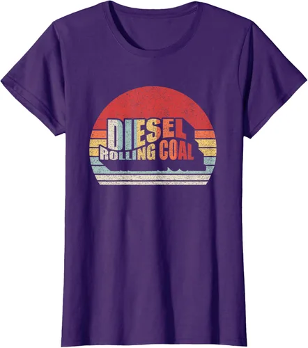 Vista 8 de Camiseta de camión diésel con motor diésel retro y divertido de carbón, Negro