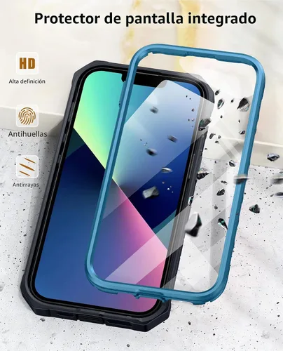 Vista 5 de Funda para Teléfono iPhone 13/14/15: Funda Protectora para iPhone 16e con Clip para Cinturón y Funda Diseño Duradero de Doble Capa con Soporte