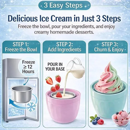 Vista 7 de Pequeña máquina de helados para el hogar, máquina de helados personal para yogur congelado casero, helado y sorbete, mini máquina de helados