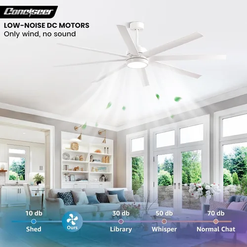 Vista 2 de Ventiladores de techo modernos con luces, ventilador de techo de 72 pulgadas con control remoto para dormitorio, sala de estar, cocina, biblioteca