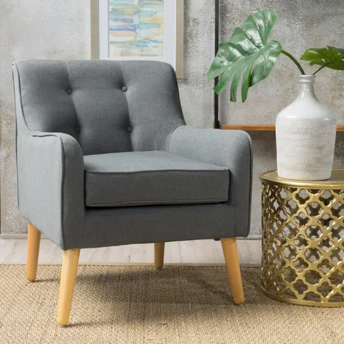 Vista 10 de Christopher Knight Home Felicity - Silla decorativa tapizada de tela moderna de mediados de siglo, silla de madera para sala de estar, silla