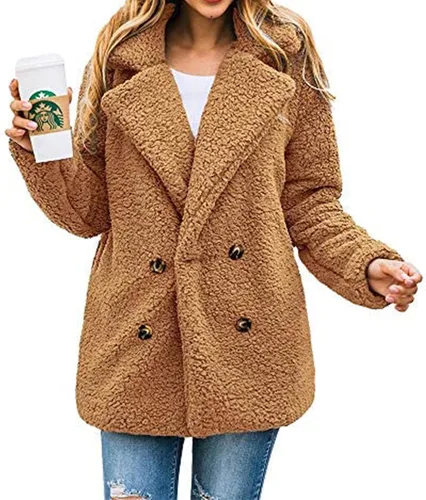 Vista 29 de PRETTYGARDEN - Chaqueta de forro polar Sherpa de gran tamaño para mujer Negro