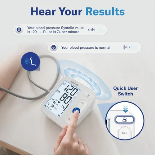 Vista 5 de Alcedo Monitor de presión arterial para uso doméstico, máquina digital automática de presión arterial con brazalete grande para la parte superior
