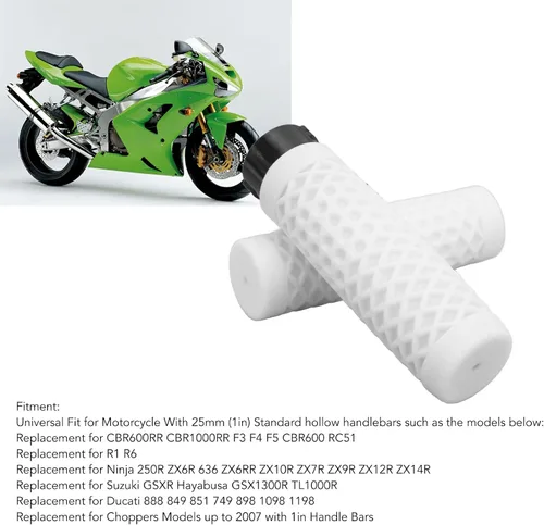 Vista 5 de Auto Parts, par de empuñadura de manillar de motocicleta de 0.984 in/1.102 in, repuesto universal de agarre del acelerador (blanco)