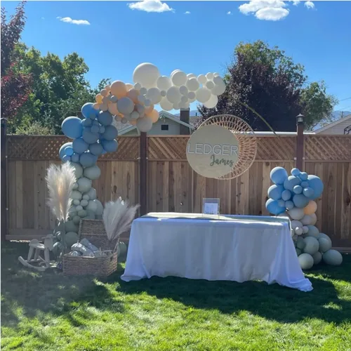 Vista 4 de Guirnalda de Globos Verde Azul Polvoriento – Globos de Doble Relleno Azul Bebé Verde Salvia Blanco Nude para Kit de Arco de Globos de Oso – Perfecto