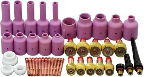 Vista 10 de RIVERWELD TIG Lente de gas Collet Cuerpos 45V 10N Boquilla de alúmina Tazas de cerámica 54N Serie de gran diámetro 2% Electrodo de tungsteno toriado