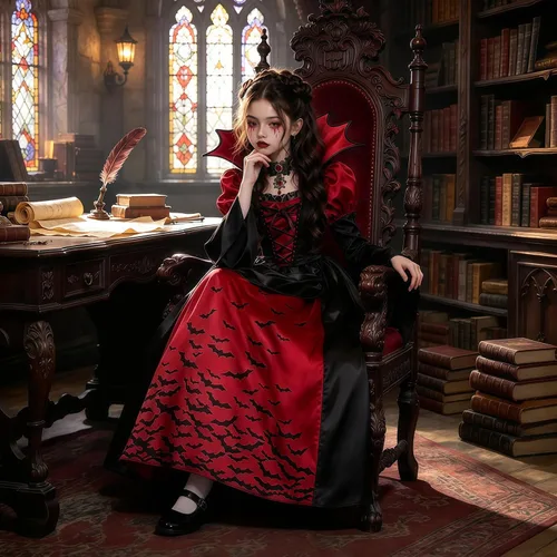 Vista 4 de Disfraz de vampiro para niñas, vestido de vampiro real, disfraz de Disfraz de vampiro real para niñas