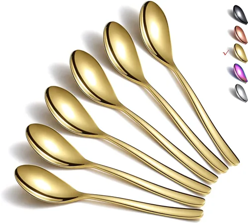 Vista 10 de Cucharitas de 6 cucharas de cubiertos de acero inoxidable, cucharas pequeñas de acero inoxidable, cucharas de té para el hogar, cocina