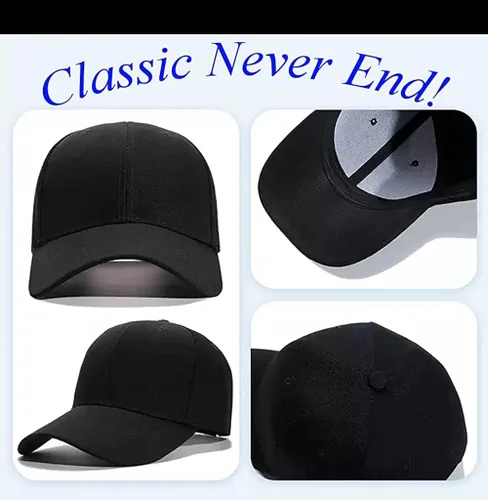 Vista 2 de Gorra de béisbol de tamaño ajustable para hombres y mujeres, gorra clásica lisa