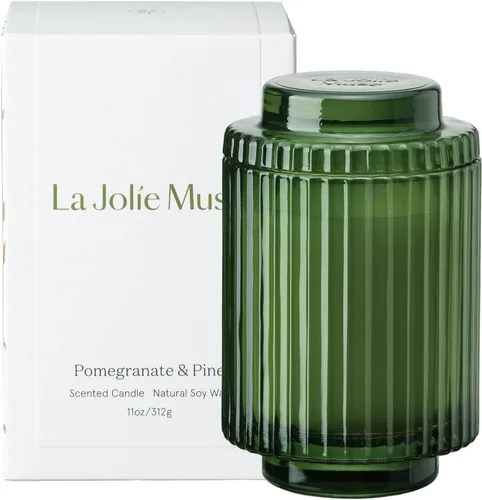 Vista 8 de LA JOLIE MUSE Starlit - Velas perfumadas de pino de abeto para el hogar Abeto dorado iluminado por estrellas