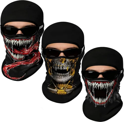 Vista 8 de Pasamontañas 3D, máscara de cara completa, resistente al viento, máscara de esquí con calavera táctica para motocicleta, ciclismo, Halloween 4