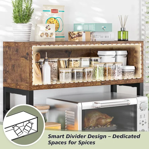 Vista 8 de EnHomee Soporte para microondas, 4 niveles con 9 ganchos para organizador de encimera de cocina, estante de microondas de 205 libras, estantes