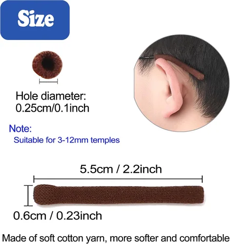 Vista 2 de Cojín de Oreja para Gafas de Tela de Algodón Tejido Suave Mejorado, Puntas de Patillas de Gafas Elásticas Antideslizantes Cómodas Retenedor
