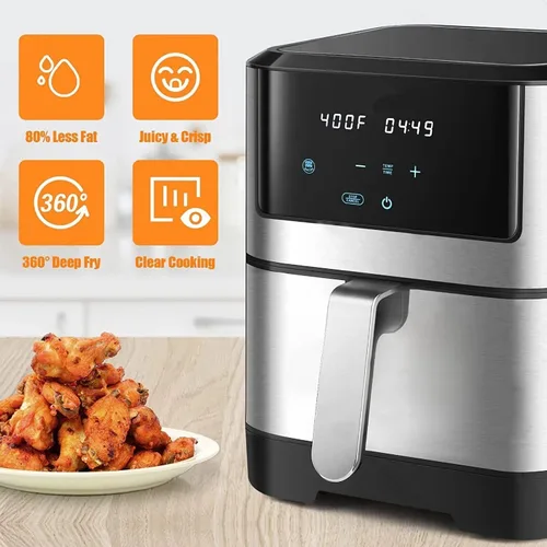 Vista 12 de Freidora de aire digital LED, horno tostador eléctrico con freidora de aire, freidora de aire multifunción, asar, asar, deshidratar y más
