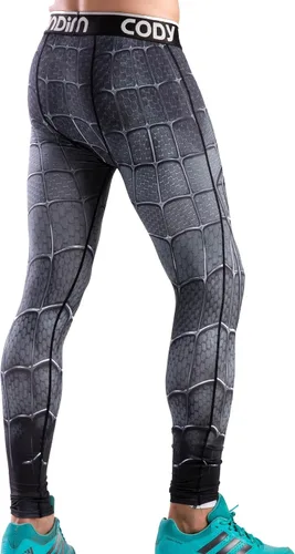 Vista 2 de Red Plume Leggings elásticos de compresión para hombre, pantalones deportivos con estampado de arañas, Multi color, S