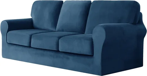 Vista 62 de UNBBRRL Fundas de sofá de 3 piezas para sofá, funda de terciopelo elástico para sillón con 1 funda de cojín de asiento y 1 funda de respaldo