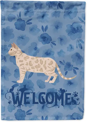 Vista 197 de Caroline's Treasures CK4813CHF - Bandera de bienvenida con gato abisinio azul, manga grande, para porche, para colgar en la pared, poliéster
