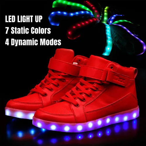 Vista 3 de IGxx Zapatos con luz LED para niños, tenis de alta calidad, zapatos con luces para niños, carga USB, entrenadores luminosos intermitentes
