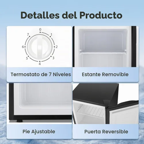 Vista 6 de Congelador vertical pequeño de 1.1 pies cúbicos, mini congelador compacto con estantes extraíbles, termostato ajustable, bisagra de puerta