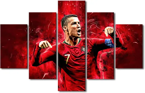 Vista 30 de TUMOVO Lienzo decorativo para pared, cuadro de Cristiano Ronaldo, cuadros de club de fútbol, impresiones en lienzo, póster de arte de pared, arte