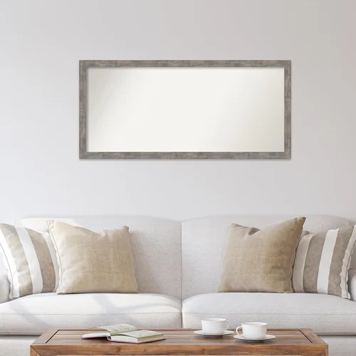 Vista 138 de Amanti Art Silver Bathroom Mirror for Over Sink, 26x35 Custom Made Marred Pewter Rectangle Vanity Mirror, Large Casual Wood Frame, Hangs Horizonally