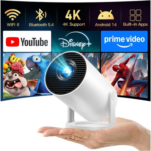 Vista 15 de [Aplicaciones integradas] Mini proyector 4K compatible, Android TV
