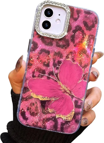 Vista 112 de I-MGAE-IN-AR Funda compacta para iPhone 11, diseño de mariposa, marco de protección de lente de cámara con diamante 3D, bonitas fundas protectoras