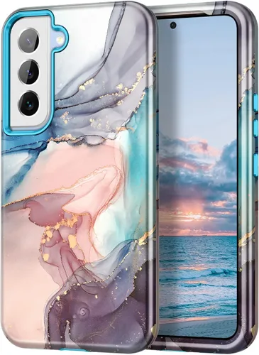 Vista 13 de Btscase Funda para Samsung Galaxy S22+/S22 Plus 5G, Patrón de Mármol 3 en 1 Resistente a Prueba de Golpes de Servicio Pesado Cuerpo Completo Rígida