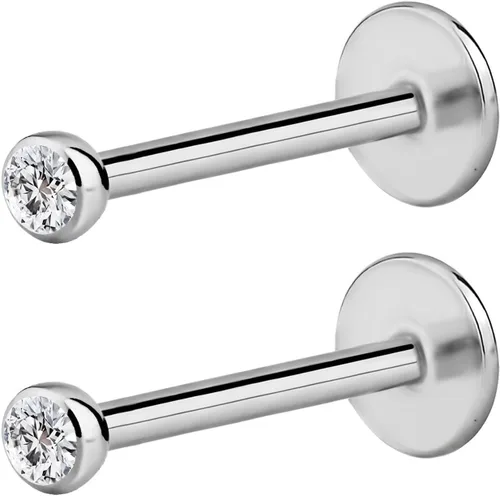 Vista 12 de Forbidden Body - Piercing de acero quirúrgico de acero quirúrgico con rosca interna de micro circonita cúbica, tragus, labret, hélice, parte