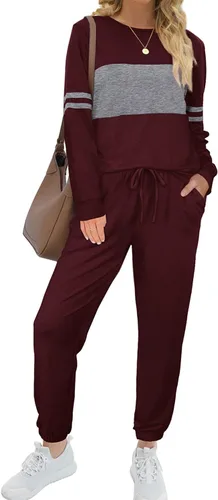 Vista 2 de Sipaya - Conjuntos de sudadera de bloque de color para mujer, conjuntos casuales de 2 piezas