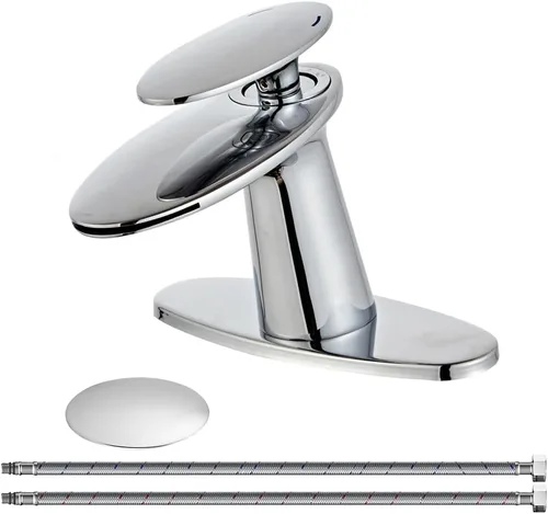 Vista 10 de Lavabo tipo cascada para baño, grifo monomando para lavabo, monomando, para lavabo, cuerpo alto Níquel cepillado