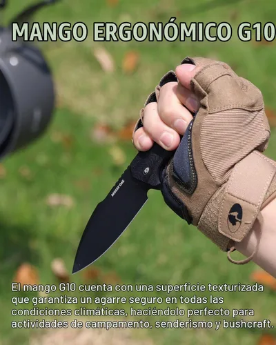 Vista 3 de Mossy Oak Cuchillo de hoja fija para exteriores, 8 pulgadas Full Tang D2 Steel Knife with Kydex Sheath, G10 Handle Camping Survival Knife for