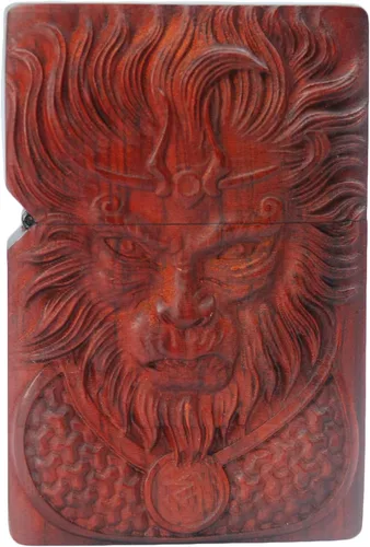 Vista 13 de Caja de carcasa de madera natural Huanghuali tallada en palisandro para módulo Zippo (oración budista)