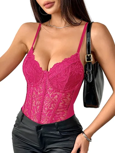 Vista 18 de Lilosy Sexy corsé tops de una pieza mujer salir body Verde militar