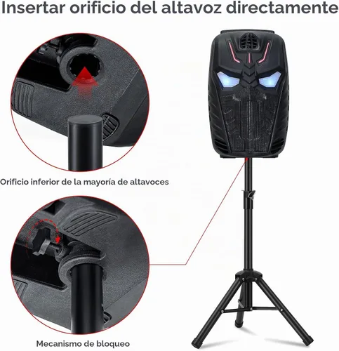 Vista 5 de Soporte para altavoz de PA y DJ resistente, altura ajustable de 30 a 44 pulgadas, de acero, bolsa de transporte