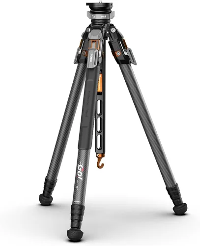 Vista 9 de COMAN T1SV5 Trípode de fibra de carbono con liberación de una sola presión, trípode profesional ajustable de 63 pulgadas para cámara, trípode