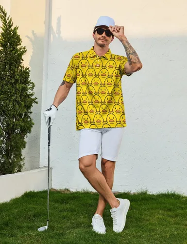 Vista 5 de Camisas polo divertidas para hombre de los años 80, camisas de golf de secado rápido que absorben la humedad, divertidas camisas polo de golf