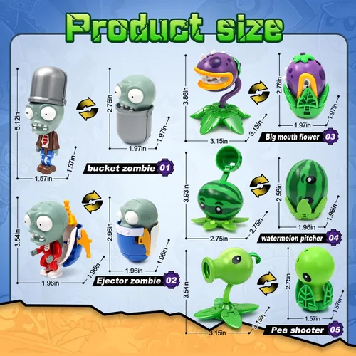 Vista 4 de Maikerry PVZ - Juego de figuras de acción – Juguetes ensamblados, juego de regalo, para fanáticos, fiestas, cumpleaños, juguetes para niños y niñas