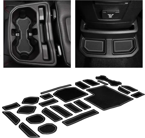 Vista 15 de Compatible con accesorios Jeep Compass 2018-2021 - Insertos de portavasos antideslizantes para interiores de alta calidad, antipolvo, tapetes