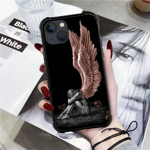 Vista 4 de DAIZAG Funda compatible con iPhone 14 Pro Max, protección contra arañazos, diseño de alas de ángel para niña
