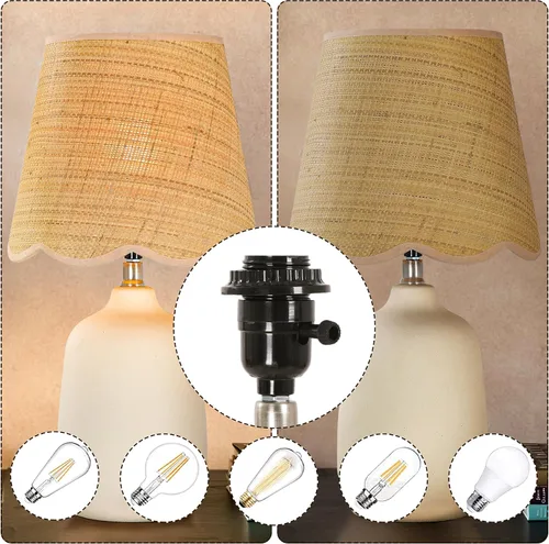 Vista 4 de Pia Ricco lámpara de mesa de cerámica moderna de 19" para sala de estar, lámparas de escritorio de base crema para dormitorio, lámpara de mesita