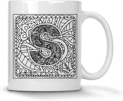 Vista 19 de Alankathy Mugs Taza de café monograma, 11 oz, color blanco (A)