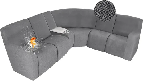 Vista 94 de ALIECOM Fundas 100% impermeables para sofá seccional reclinable, forma de L, elásticas, para esquina, funda para sofá seccional reclinable, lavable