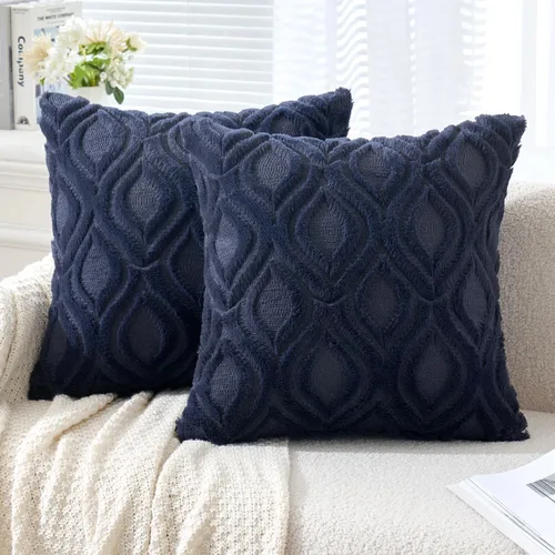 Vista 33 de MIULEE - Juego de 2 fundas de almohada de lana sintética suave y afelpada, fundas decorativas de estilo bohemio para sofá, sala de estar, cama, 16 x