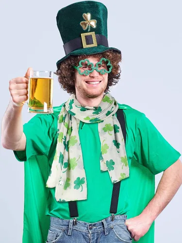 Vista 6 de Skylety St. Patrick's Day - Bufanda larga con estampado de Shamrock Shawl irlandés