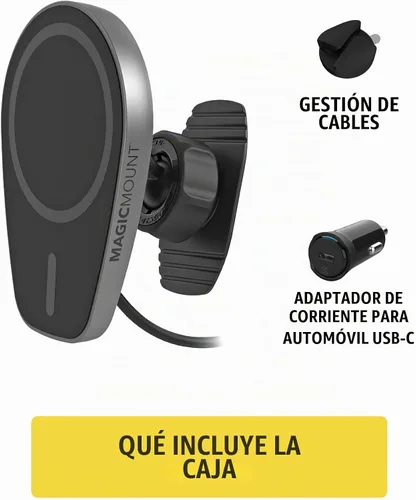 Vista 5 de Scosche MPQMD-SP MagicMount Charge Pro Qi2 Cargador de montaje en coche MagSafe de carga inalámbrica rápida, soporte magnético de teléfono celular