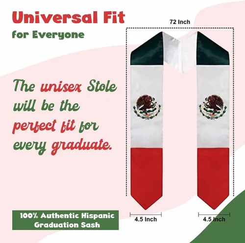 Vista 5 de Estola de graduación de dos banderas (Estados Unidos + internacional)
