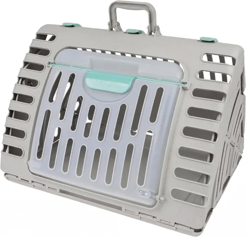 Vista 2 de SPORT PET Designs - Transportador plegable de viaje para gatos - Colección de transportador plegable de plástico con puerta frontal, cama