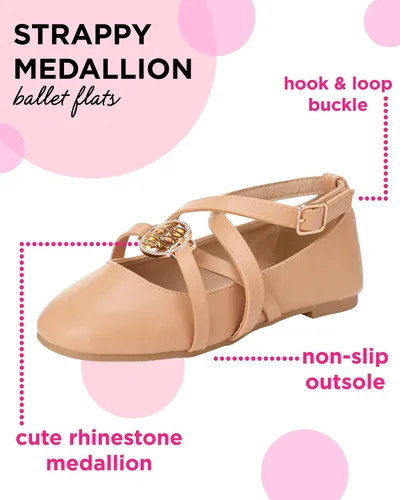 Vista 2 de bebe Zapatos de vestir para niña - Zapatos de ballet con tiras y medallón de diamantes de imitación (niña pequeñaniña grande)